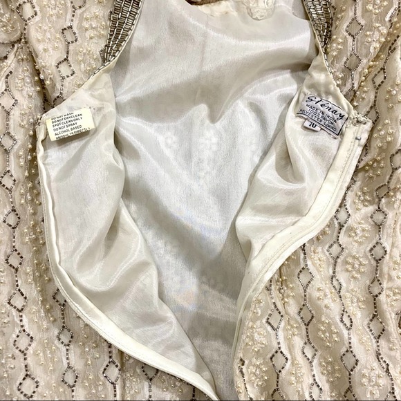 Vtg 80’s Stenay Champagne Beaded Short Gown 10 - Picture 12 of 16